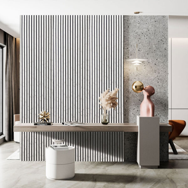 White Gold Marble Acoustic Panel 2400mm x 600mm - Image 3