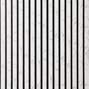 Wooden Slat Acoustic Panel White Gold Marble