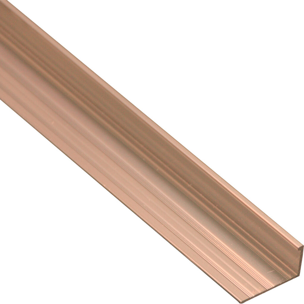 Aluminium Straight Tile Trim Polished Copper