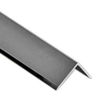 Aluminium UltraVex L Trim in Polished Chrome showing a close up of the metal angle profile on a solid white background