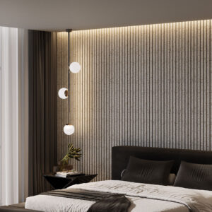 Wooden Slat Acoustic Panel Beige Gold Dot