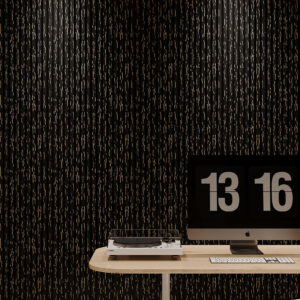 Wooden Slat Acoustic Panel Black Gold Vein