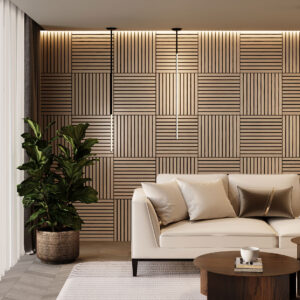Wooden Slat Acoustic Panel Natural Oak 600mm